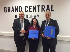 (L-R) Warren Greatrex, Operations Manager at Grand Central Birmingham, Luanne Mason, FM Director at Oltec FM and Hamid Ghadry, Soft Services Manager at Oltec FM